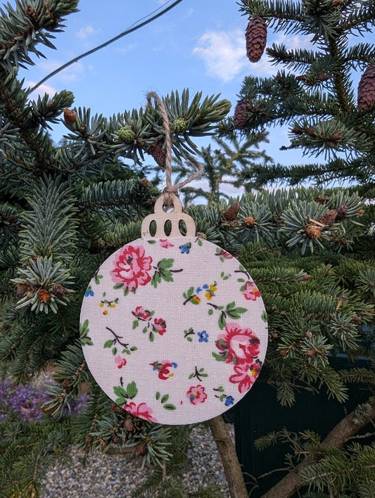White Floral Handcrafted Wooden Ornament✨