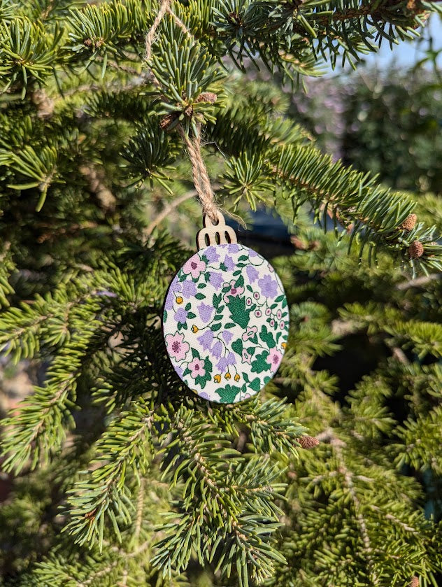 Violet Floral Handcrafted Wooden Ornament✨