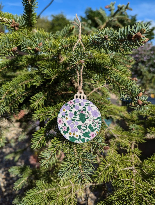 Violet Floral Handcrafted Wooden Ornament✨