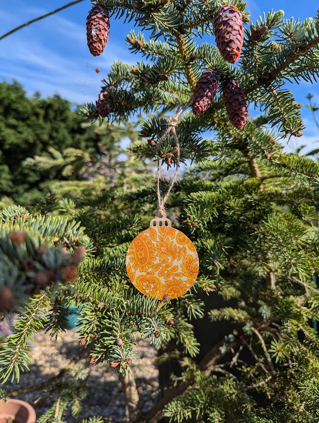 Sunshine Yellow Handcrafted Floral Wooden Ornament✨