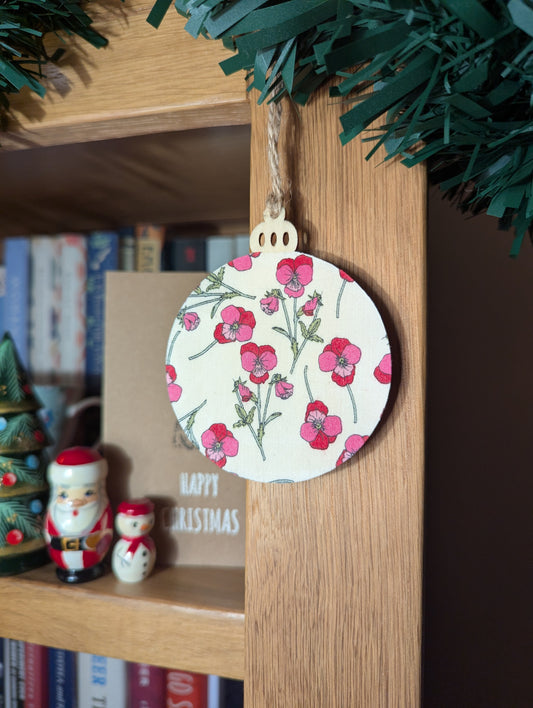 Liberty London Tana Lawn Poppy and Daisy Handmade Bauble