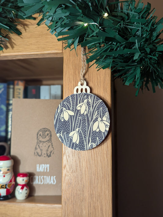 Liberty Tana Lawn Fabric Black Snowdrops Handmade Bauble