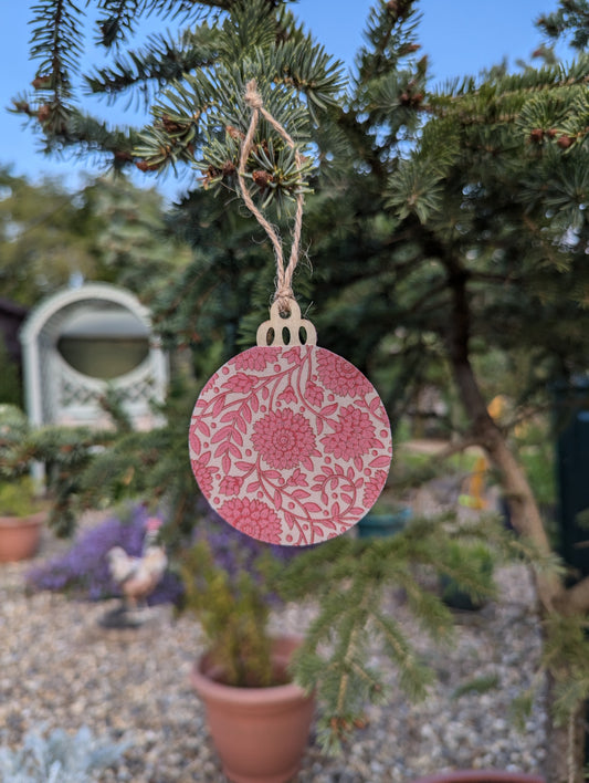 Pink Handcrafted Floral Wooden Ornament✨