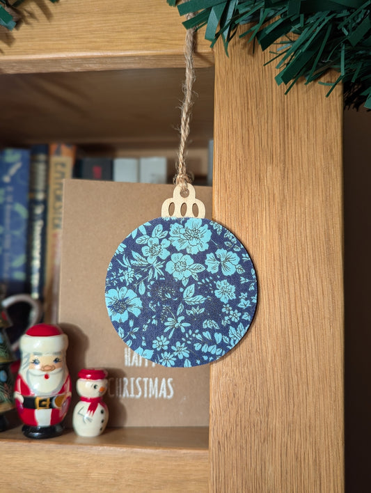 Liberty Tana Lawn Fabric Navy & Light Blue Handmade Bauble